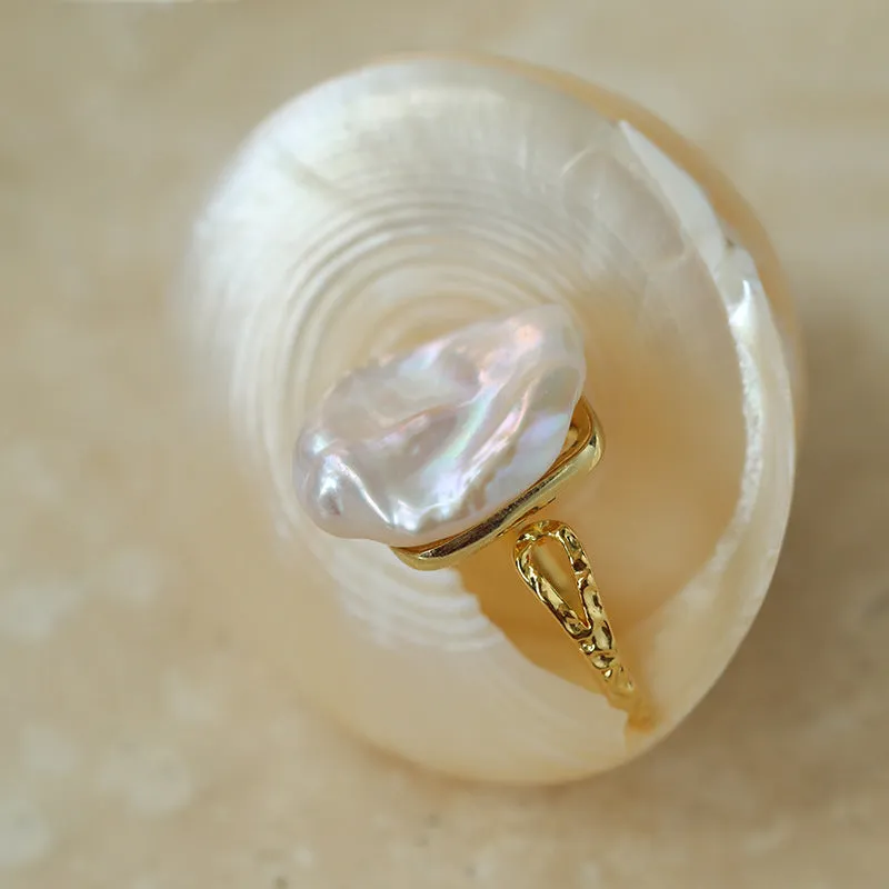 Button Baroque Freshwater Pearl Ring