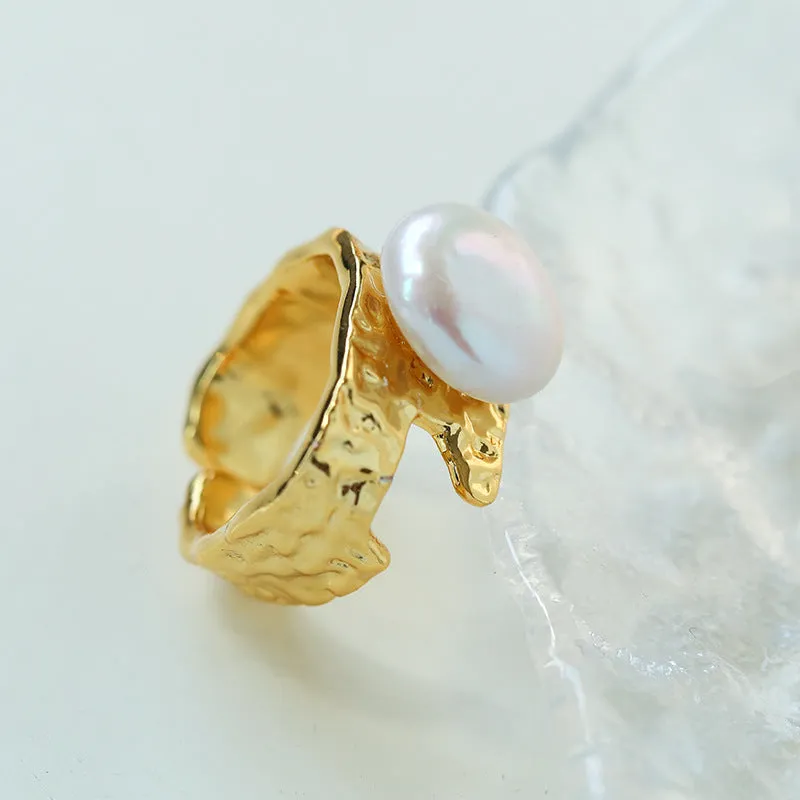 Button Baroque Freshwater Pearl Ring