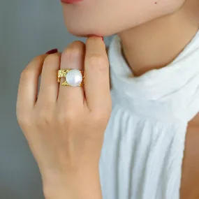 Button Baroque Freshwater Pearl Ring