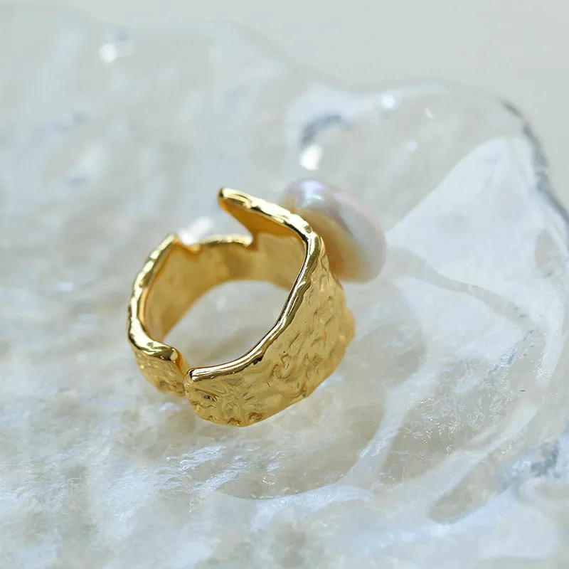 Button Baroque Freshwater Pearl Ring