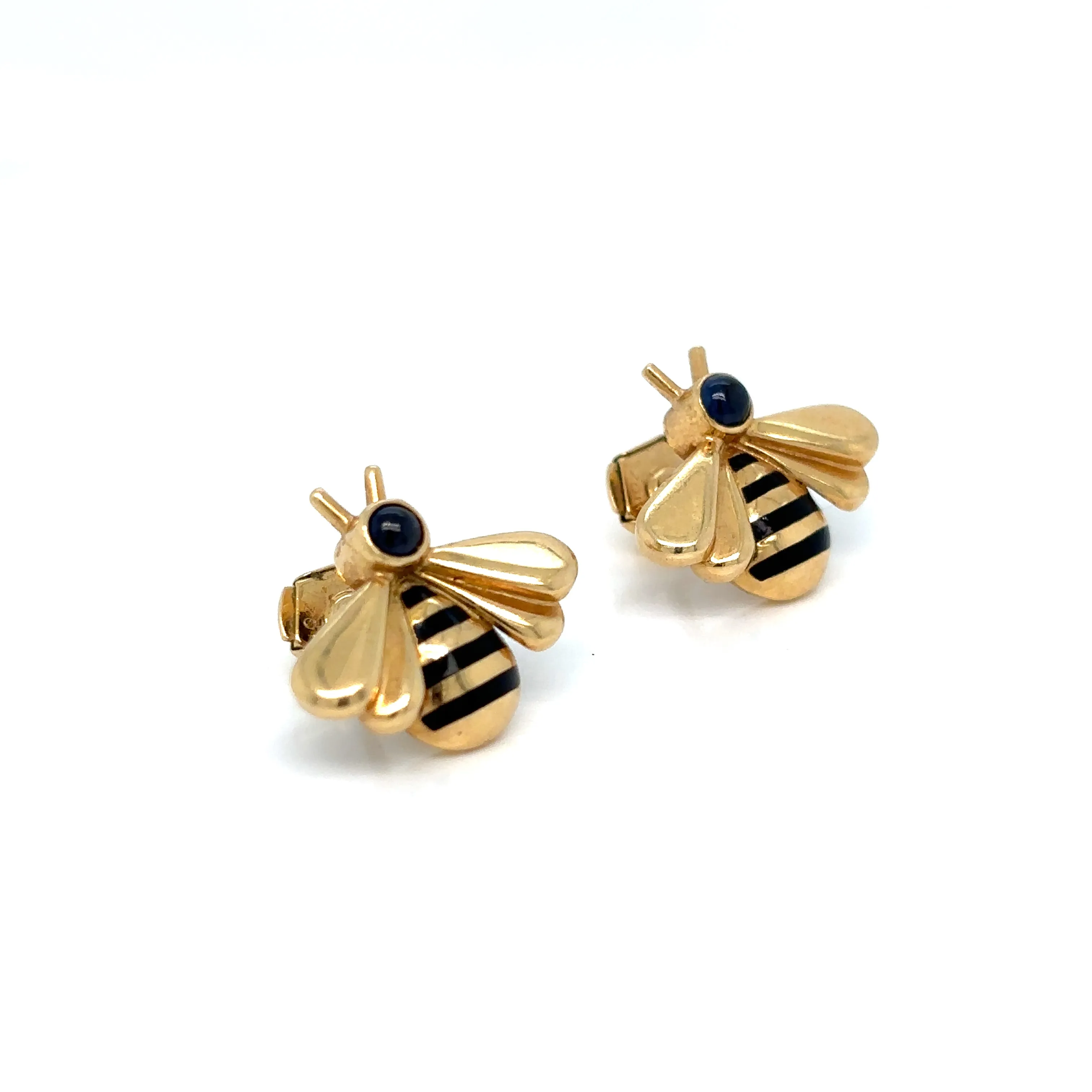 Cartier Sapphire & 18k Gold Bumble Bee Earrings Original Box