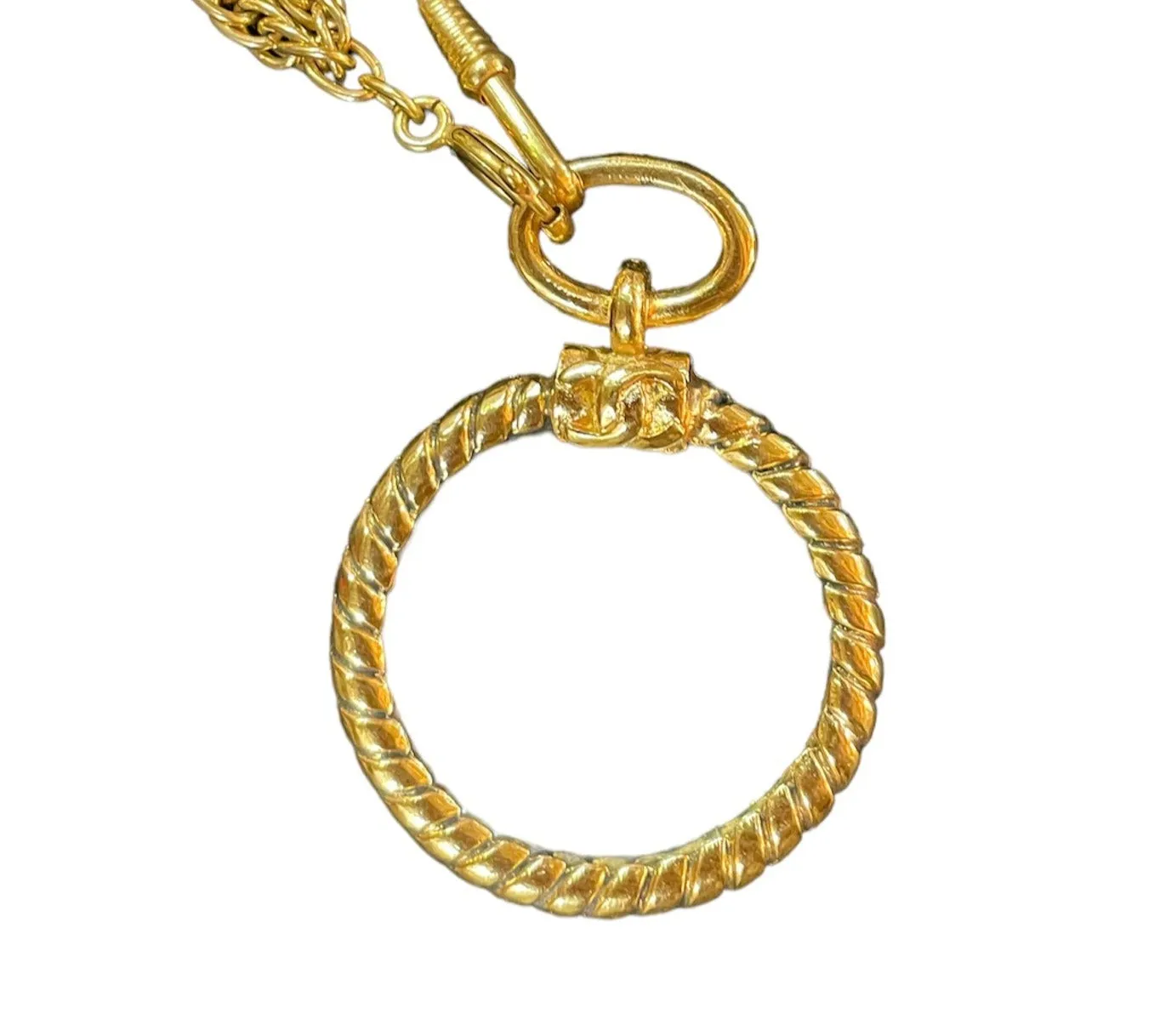 Chanel 1982 Gold Toned Double Strand Looking Glass Necklace