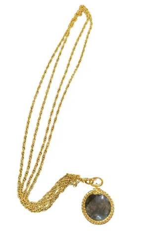 Chanel 1982 Gold Toned Double Strand Looking Glass Necklace