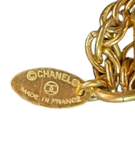 Chanel 1982 Gold Toned Double Strand Looking Glass Necklace