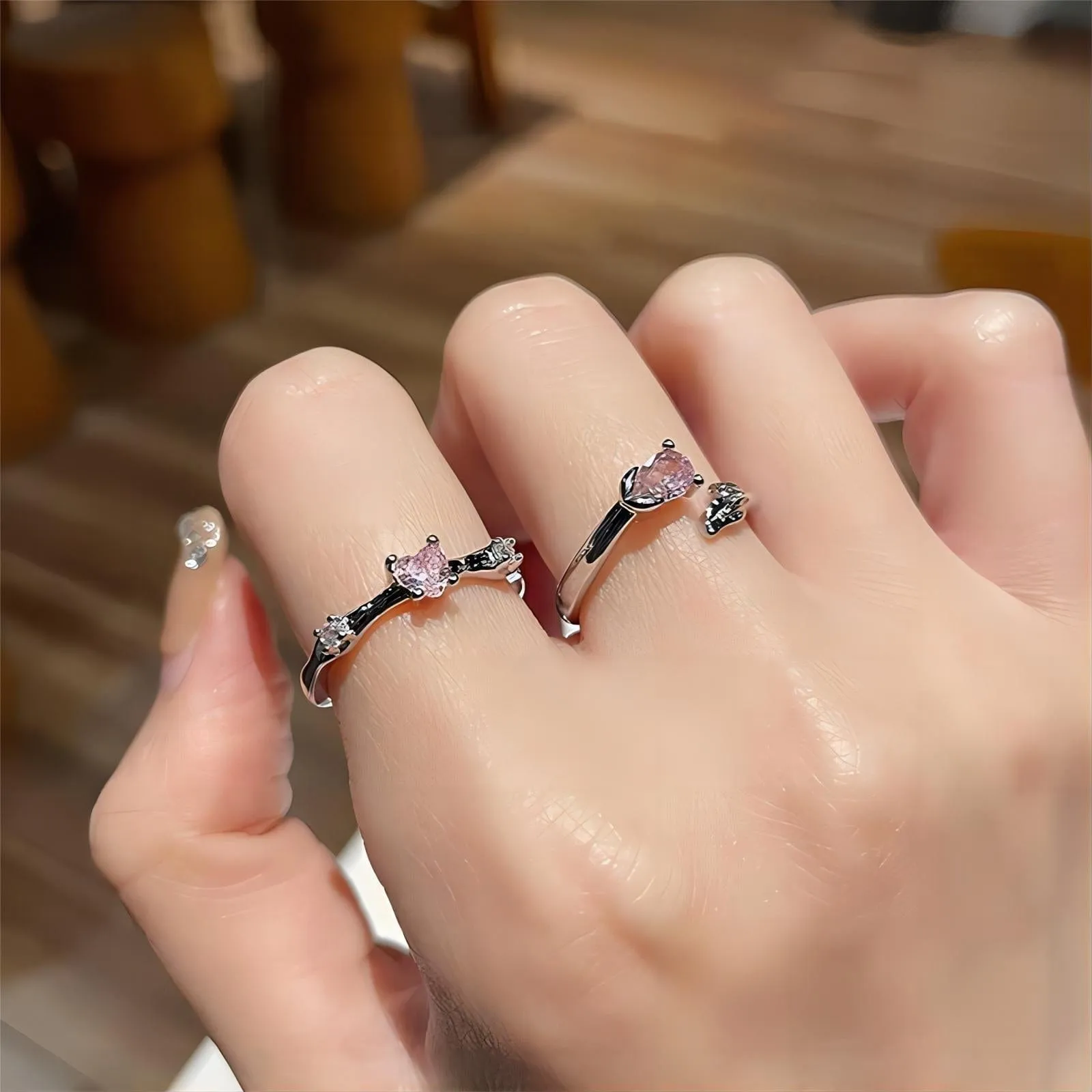 Charming Rose Heart Open Ring