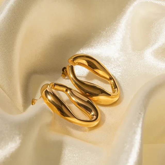 Chunky Golden Wavy Hoop Earrings