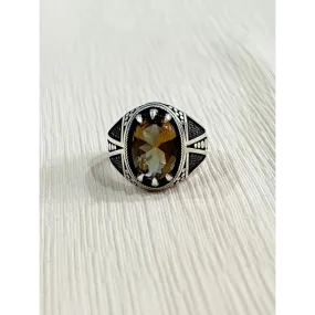 Citrine Sterling Silver Mens Islamic Ottoman Ring