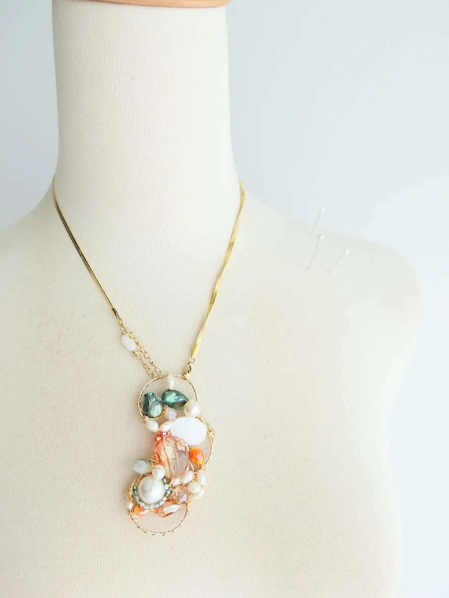 Citrus And Grass Pearls Multiway Necklace