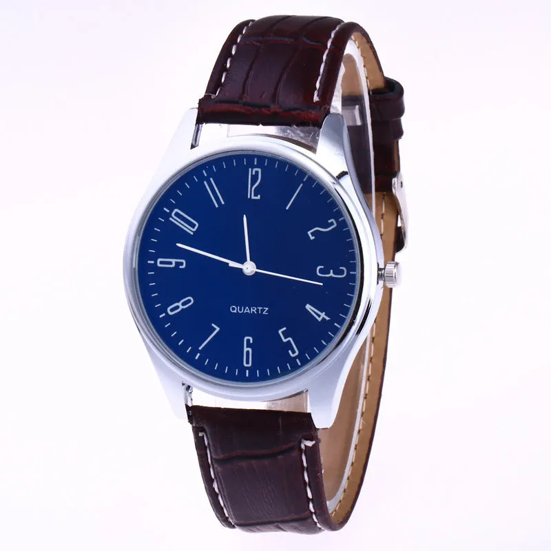 Classic Quartz Watch with Imitation Leather Strap - Multiple Colors