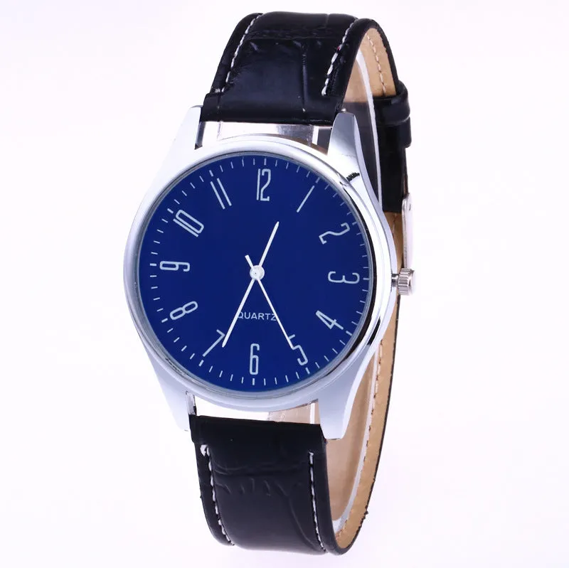 Classic Quartz Watch with Imitation Leather Strap - Multiple Colors