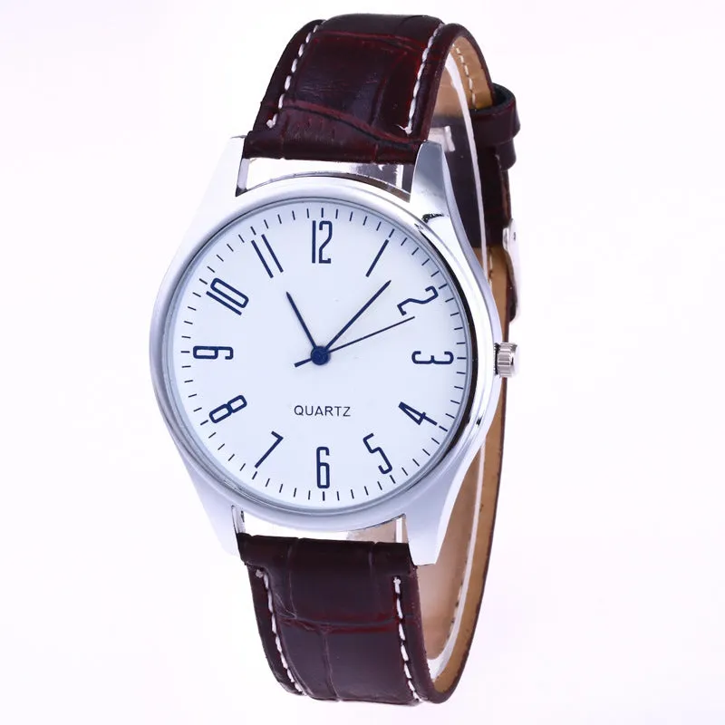 Classic Quartz Watch with Imitation Leather Strap - Multiple Colors