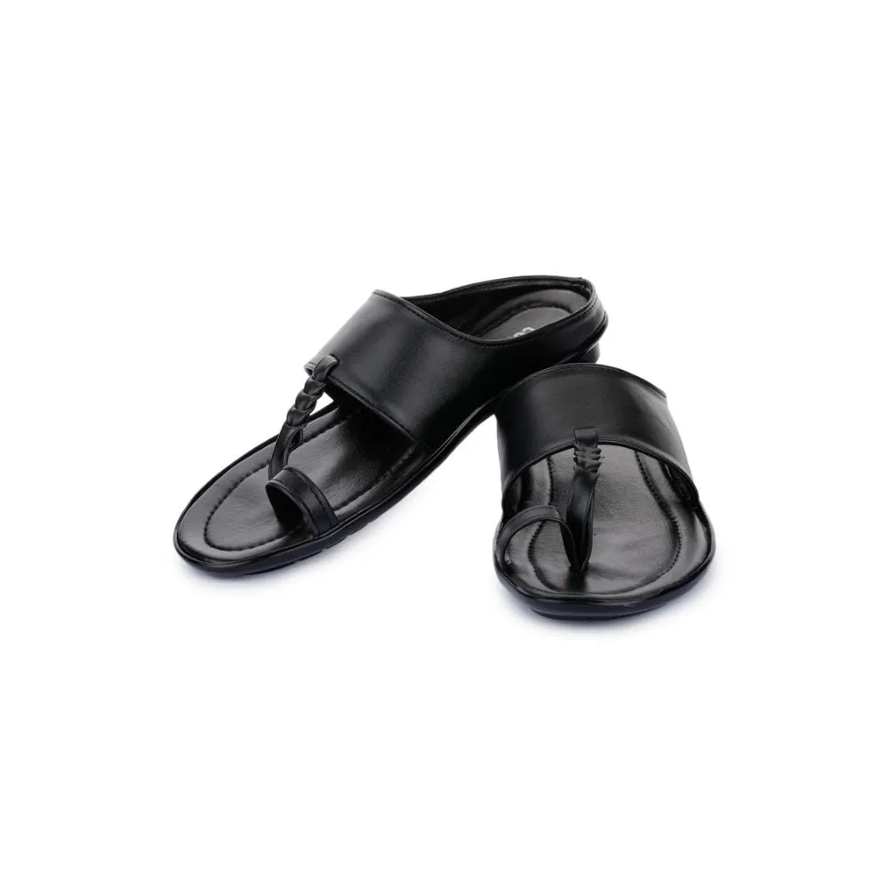 Coolers Casual Black Toe Ring Slippers For Men SRLE-159 By Liberty