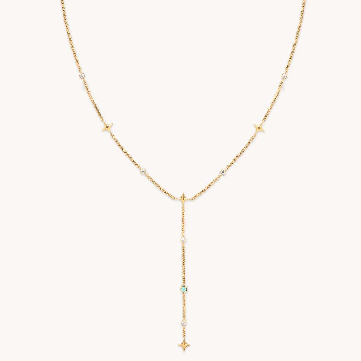 Cosmic Star Opal Lariat Necklace in Gold