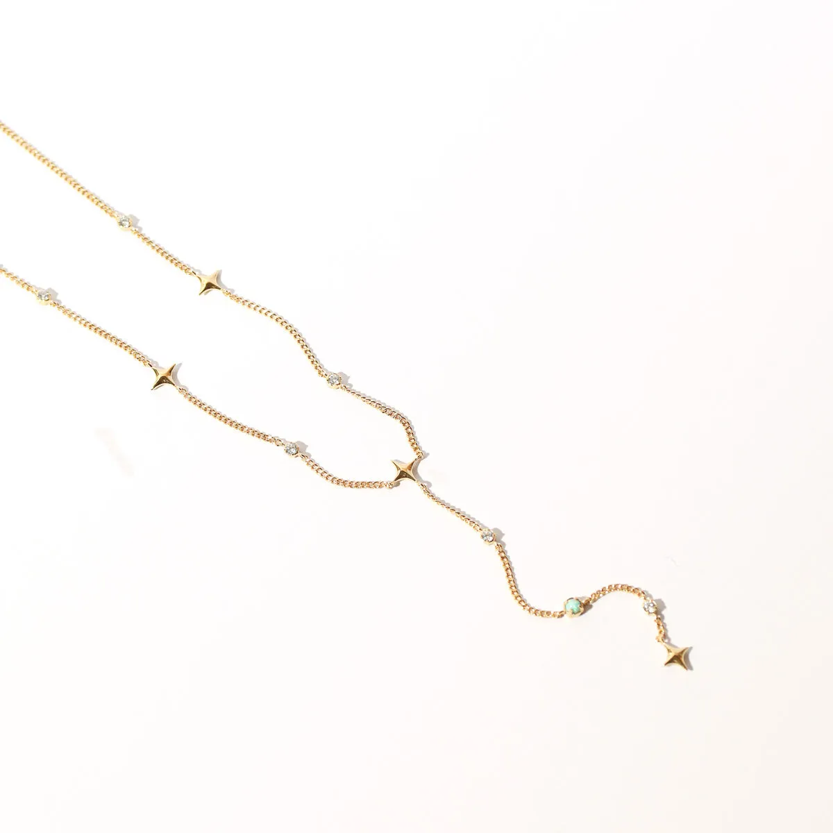 Cosmic Star Opal Lariat Necklace in Gold