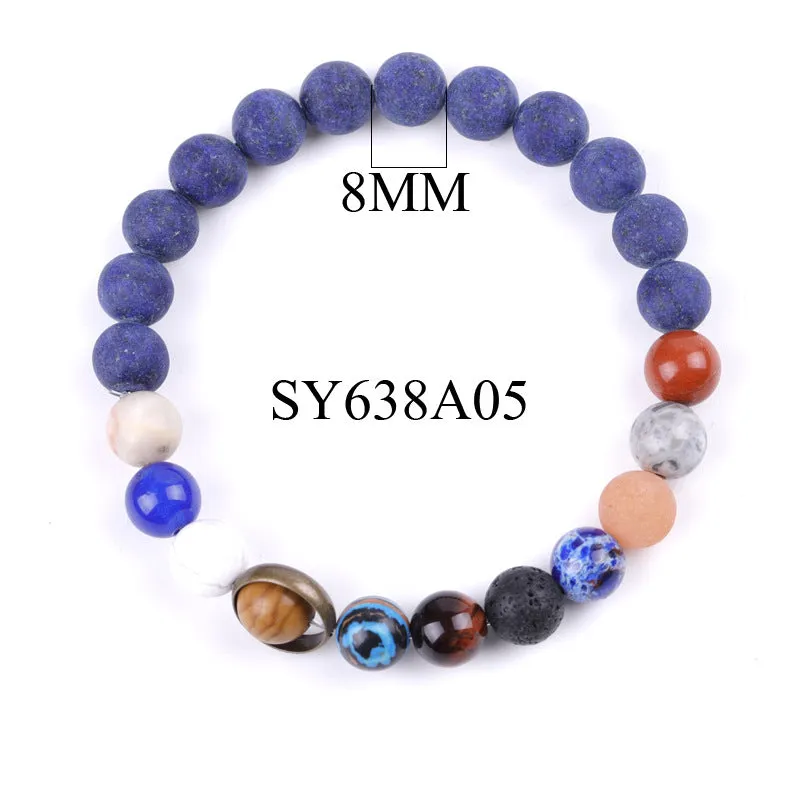 Couple Models Starry Sky Galaxy Bracelet Volcanic Stone Frosted Lapis Lazuli Blue Sandstone Bracelet Jewelry ko