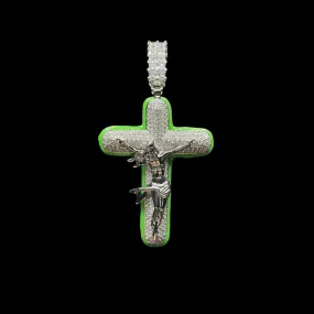 Cross Jesus Luminous Glow In The Dark Iced Out Diamond Pendant Necklace