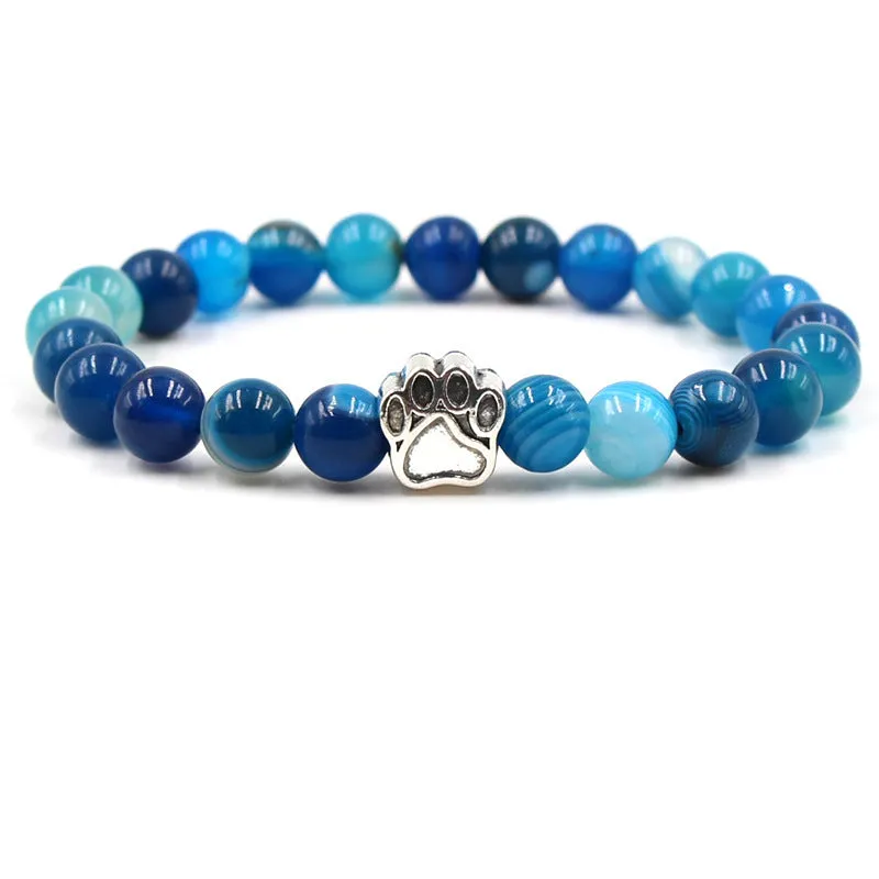 Crystal Dog Footprint Elastic BraceletLapis Lazuli,Fluorite&More!!