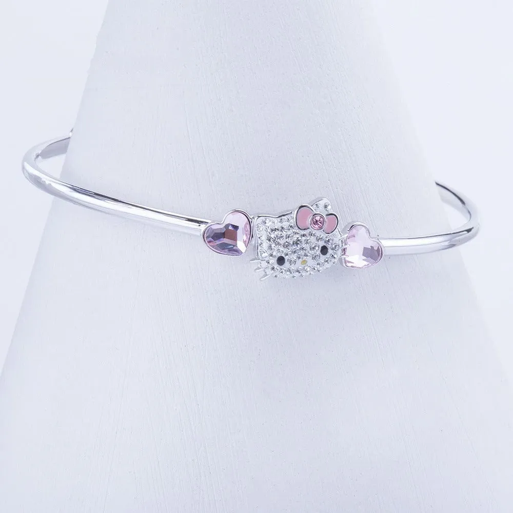 Crystal Kitty Bangle Sliver Bracelet