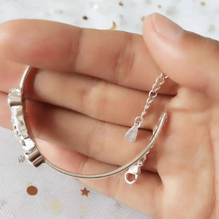 Crystal Kitty Bangle Sliver Bracelet