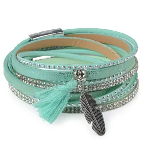 Crystal Wide Leather Bracelet