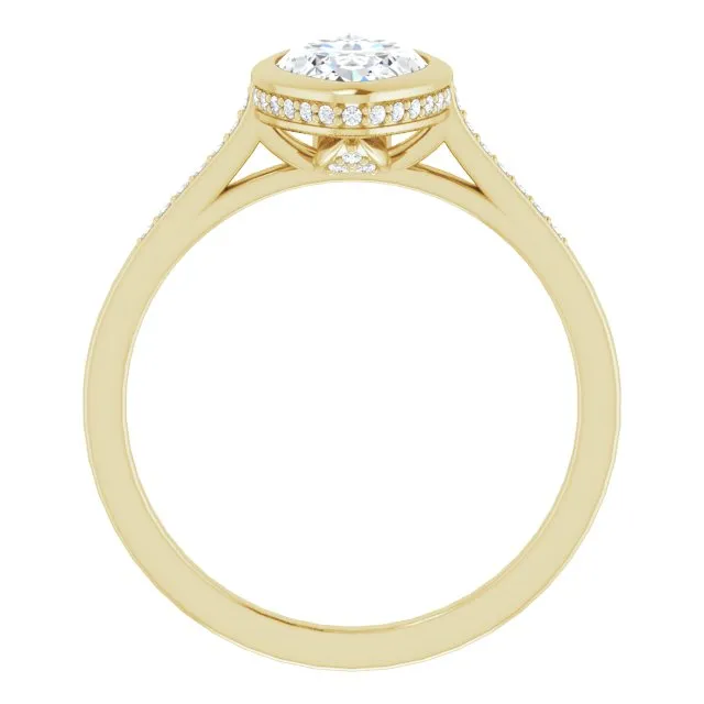 Cubic Zirconia Engagement Ring- The Adalynn (Customizable Cathedral-Bezel Marquise Cut Style with Under-halo and Shared Prong Band)