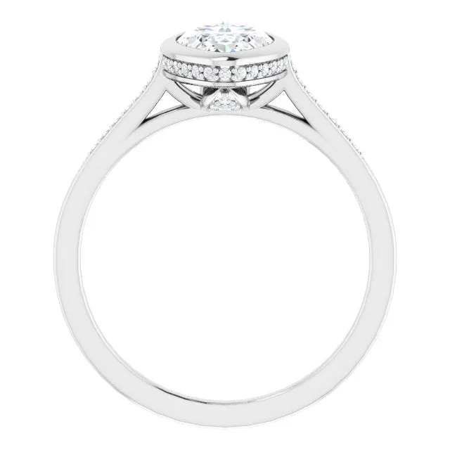 Cubic Zirconia Engagement Ring- The Adalynn (Customizable Cathedral-Bezel Marquise Cut Style with Under-halo and Shared Prong Band)