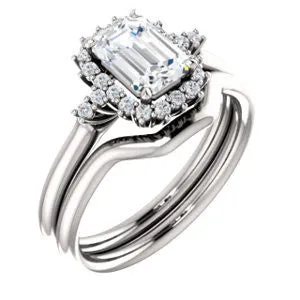 Cubic Zirconia Engagement Ring- The Amy Kiara (Customizable Radiant Cut)