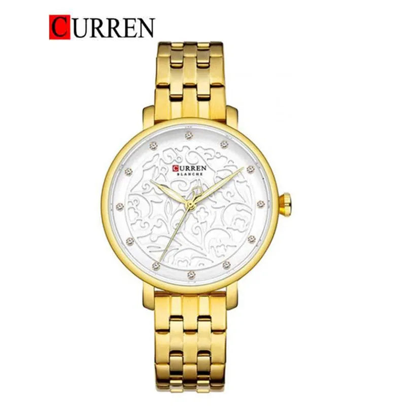 CURREN Original Brand Stainless Steel Band Wrist Watch For Women With Brand (Box & Bag)-9046