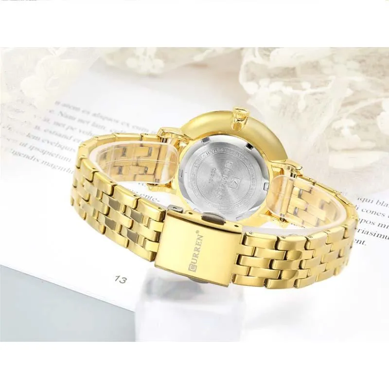 CURREN Original Brand Stainless Steel Band Wrist Watch For Women With Brand (Box & Bag)-9046