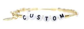 Custom Word Bangle Bracelet - White   Black