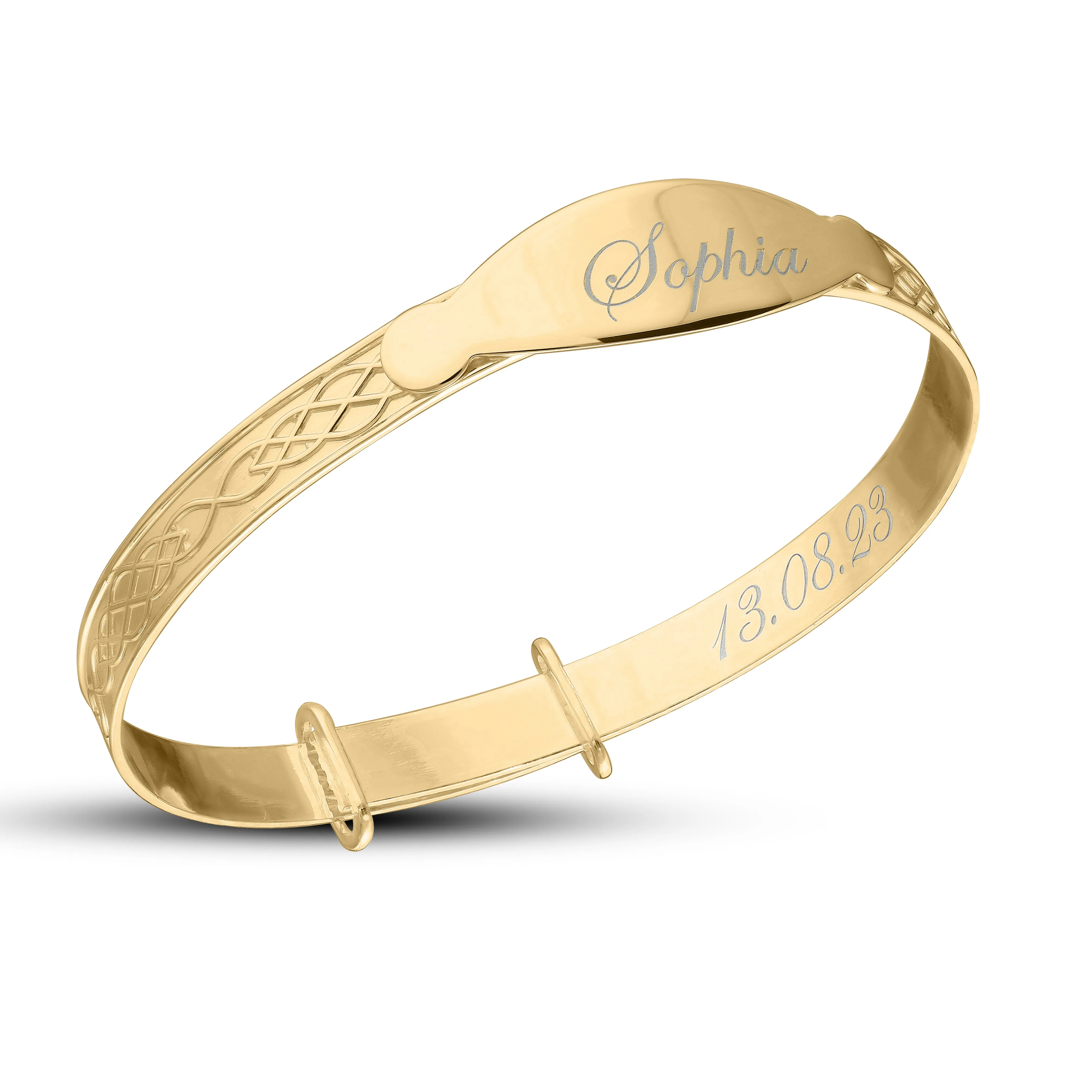 Customised Baby Boy or Baby Girl CZ Gold Plated Bangle (0-1 years)