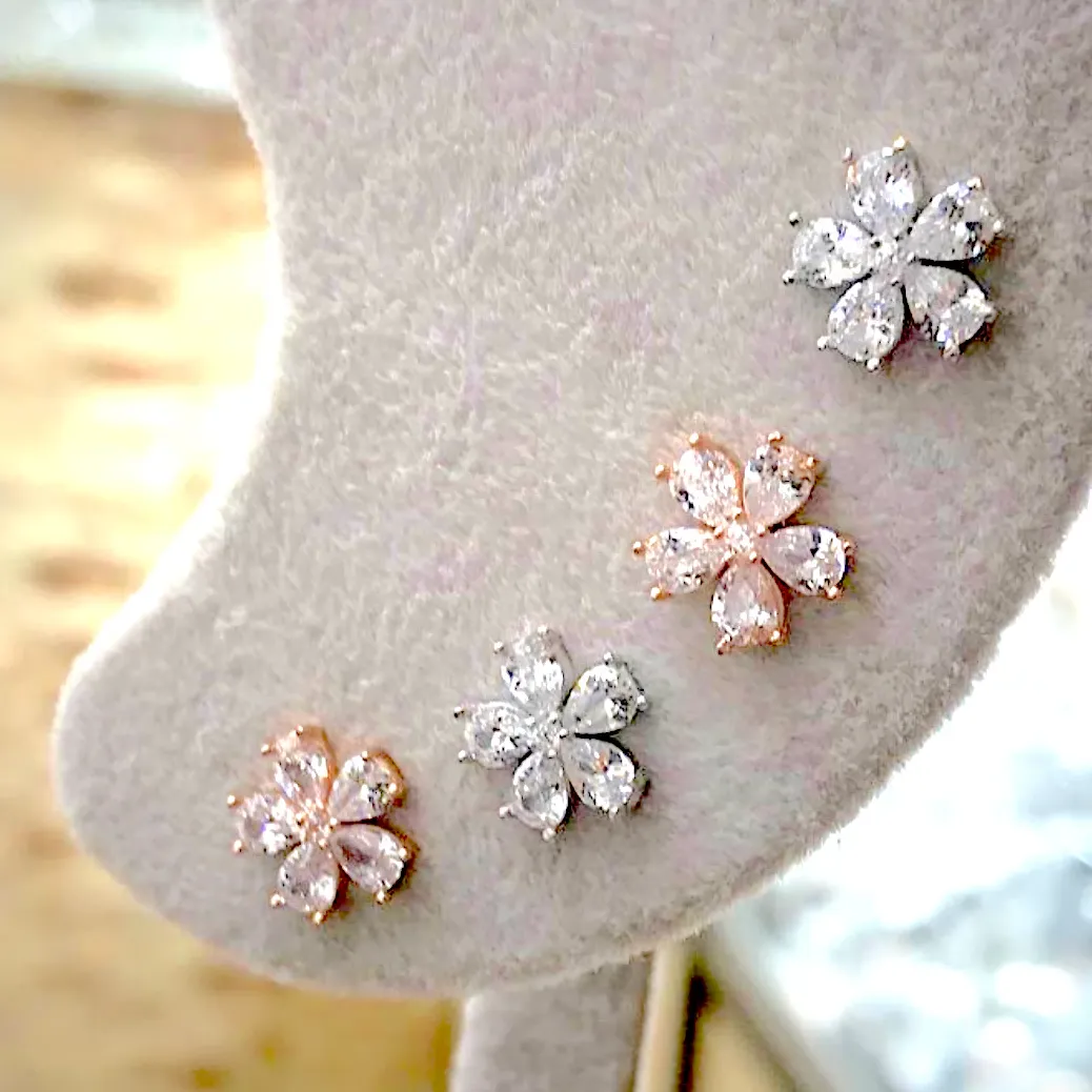 CZ Flower Sterling Earrings