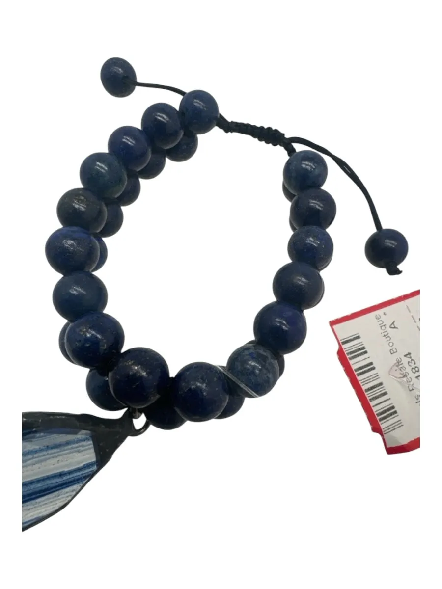 dark blue Lapis Lazuli Beads Pendant Tear Drop Adjustable Bracelet