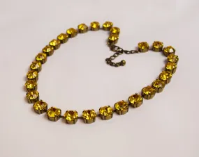 Deep Yellow Swarovski Crystal Collet Necklace - Small Round