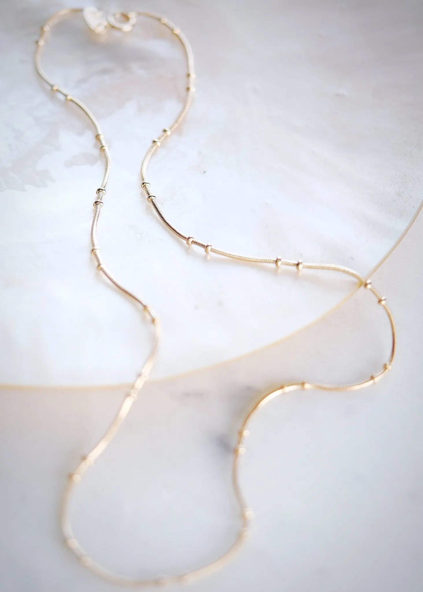 Delicate Twin Dot Gold Snake Chain Necklace - Kalili