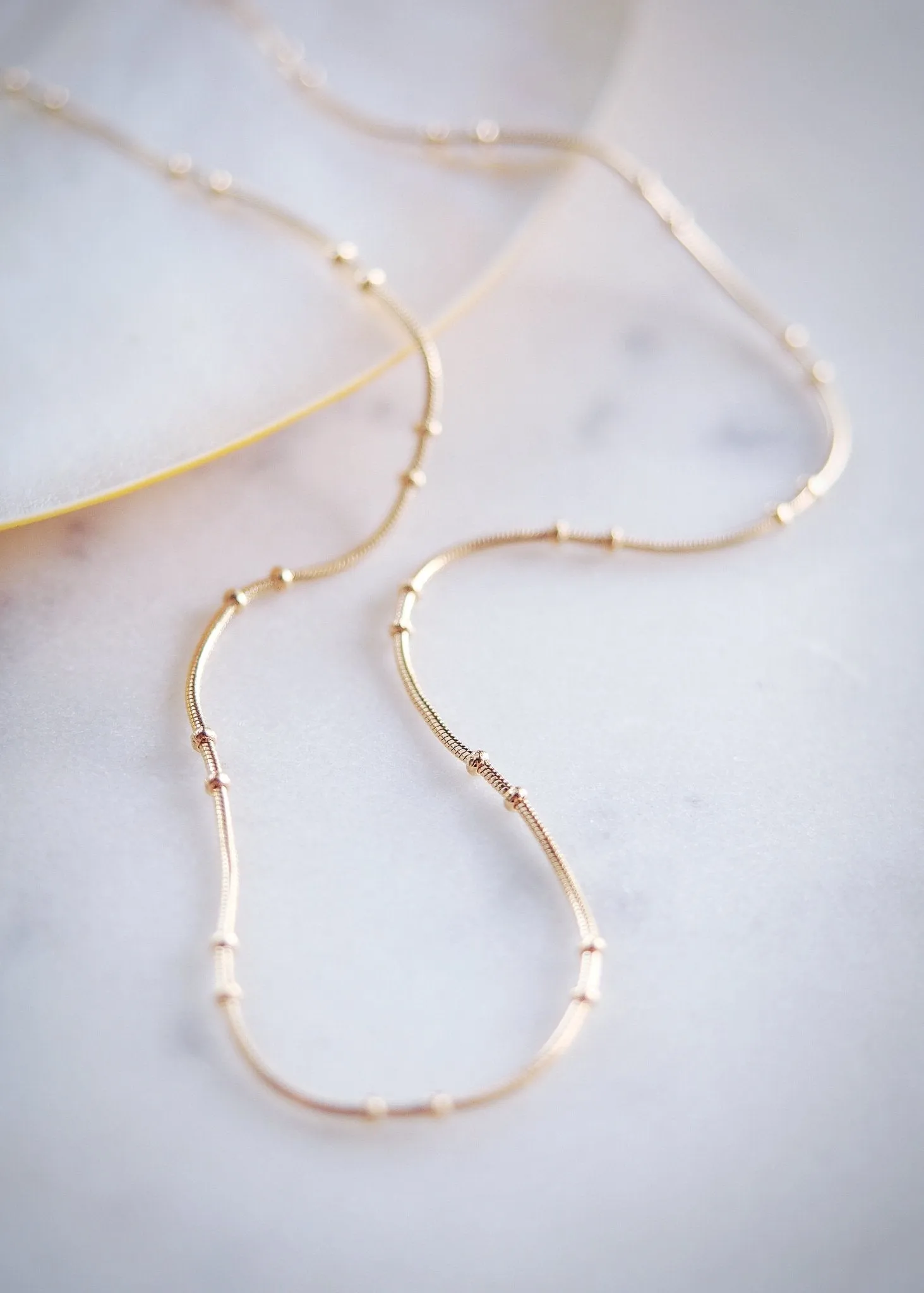 Delicate Twin Dot Gold Snake Chain Necklace - Kalili