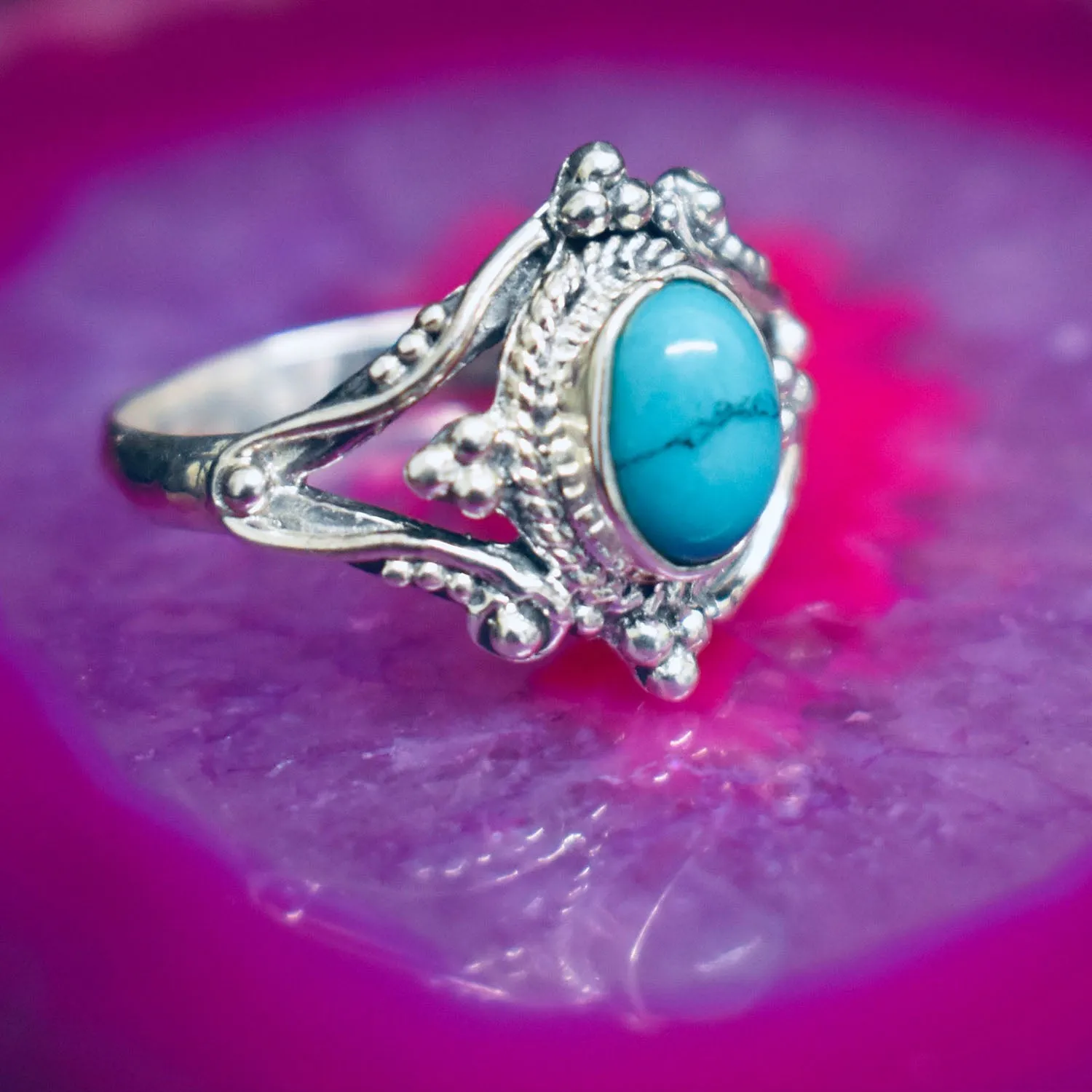 Detailed Turquoise Ring (925) Sterling Silver