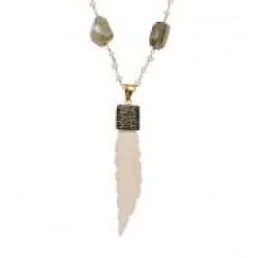 DIAMOND & BONE FEATHER NECKLACE