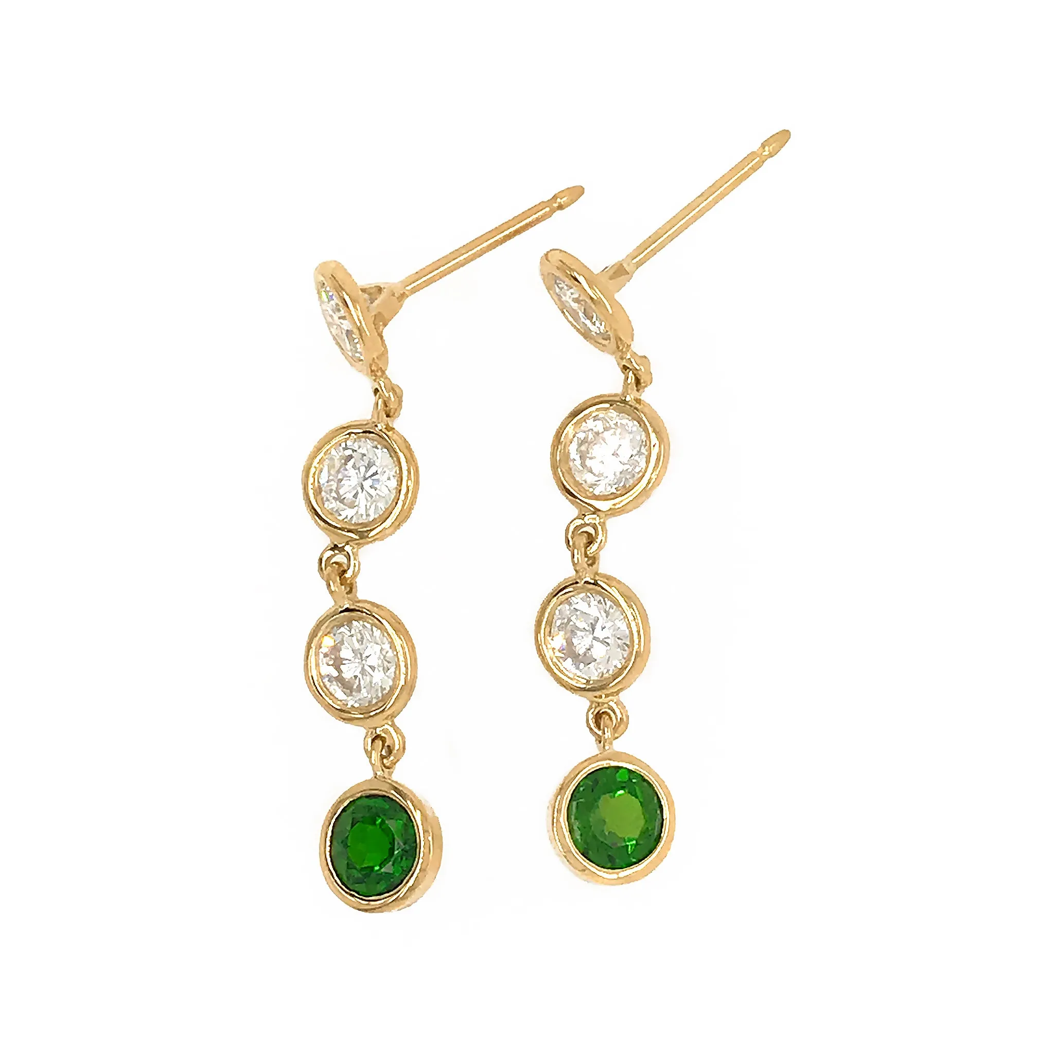 Diamond & Chrome Diopside Drop Earrings