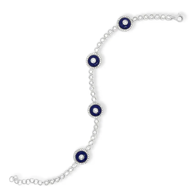 Diamond & Lapis Evil Eye Bracelet