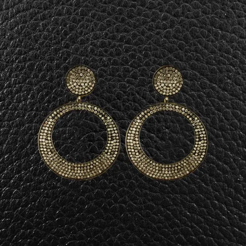 Diamond Circle Dangle Earrings