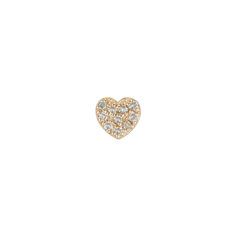 Diamond Pavé Heart Stud Single Earring, 14k