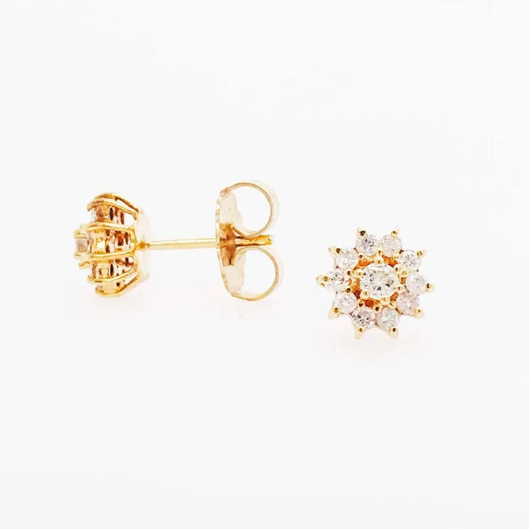 Diamond with Diamond Halo Earrings