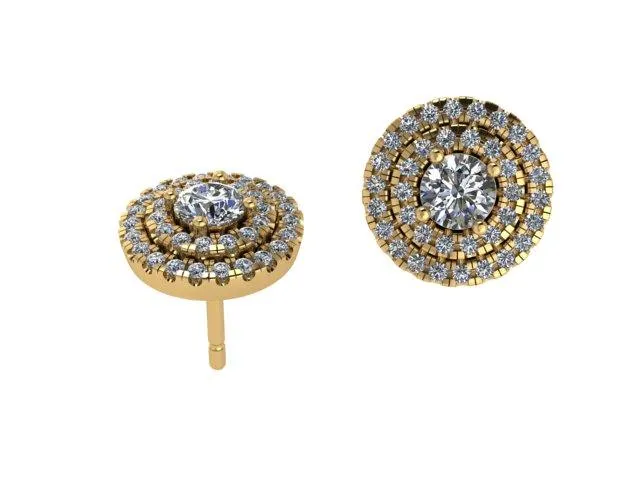 Double Halo Diamond Stud Earrings