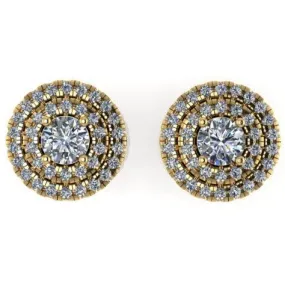 Double Halo Diamond Stud Earrings