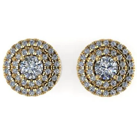 Double Halo Diamond Stud Earrings