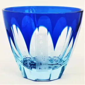 Edo Kiriko Glass Tumbler - The Great Wave off Kanagawa by Katsushika Hokusai (Lapis Lazuli × Light Blue)