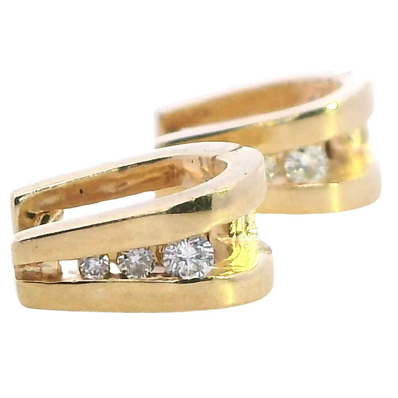 Elegant Diamond - Encrusted Huggie Earrings in 9ct Yellow Gold