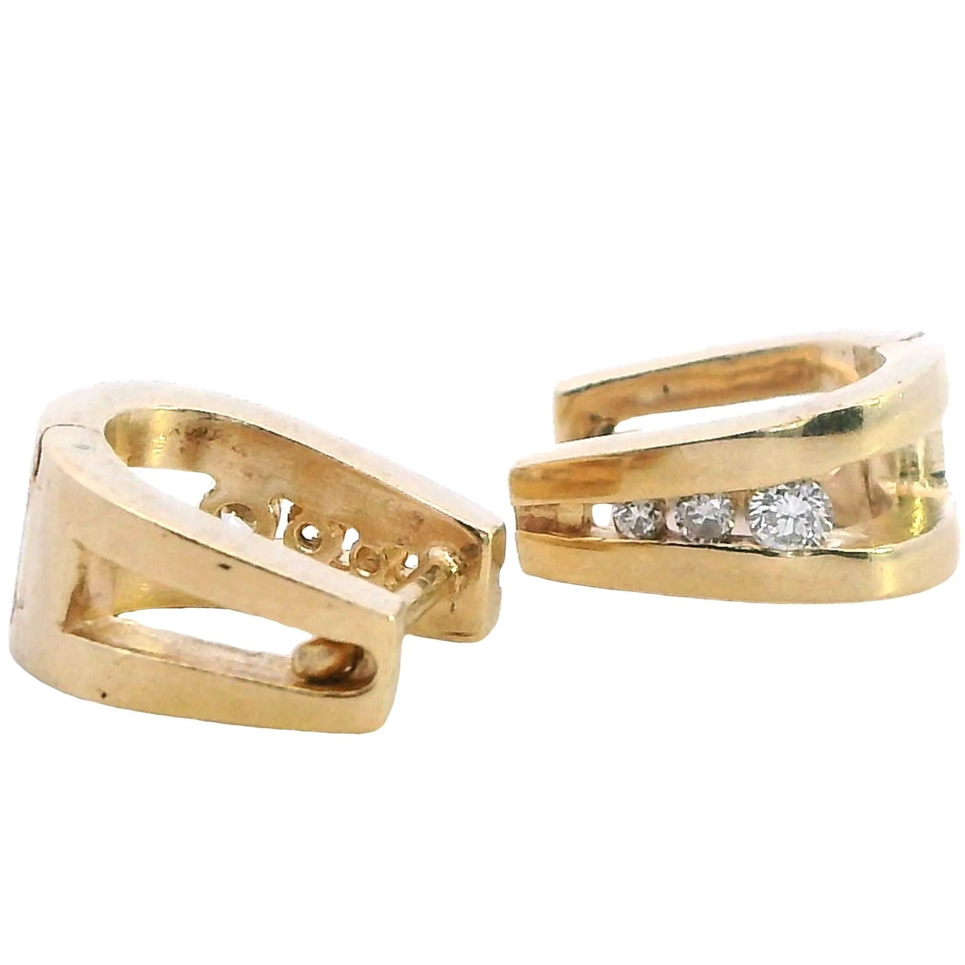 Elegant Diamond - Encrusted Huggie Earrings in 9ct Yellow Gold