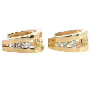 Elegant Diamond - Encrusted Huggie Earrings in 9ct Yellow Gold